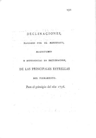 [Declinaciones, passages por el meridiano,...] 191