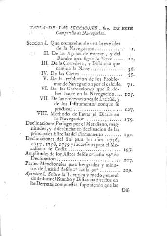Tabla de las secciones,...