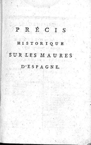 Précis Historique sur les Maures d'Espagne
