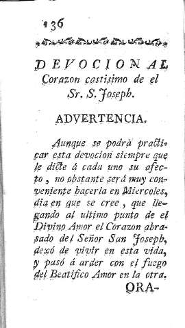 [Devocion al Corazon castisimo de el Sr. S. Joseph] 136