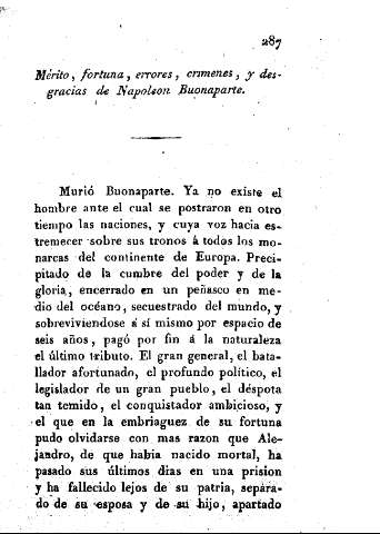 Mérito, fortuna, errores, crimenes, y desgracias de Napoleon Buonaparte