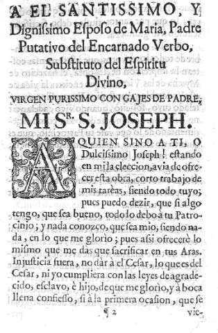 A el Santissimo, y Dignissimo Esposo de Maria...