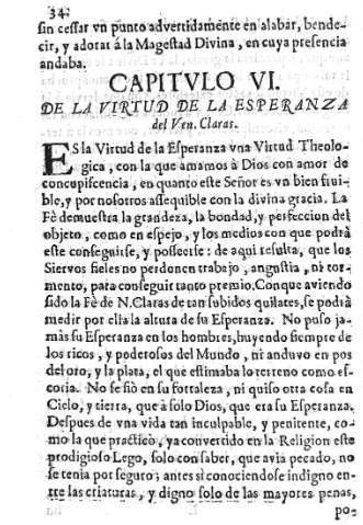 CAPITVLO VI. De la virtud de la Esperanza del Ven. Claras