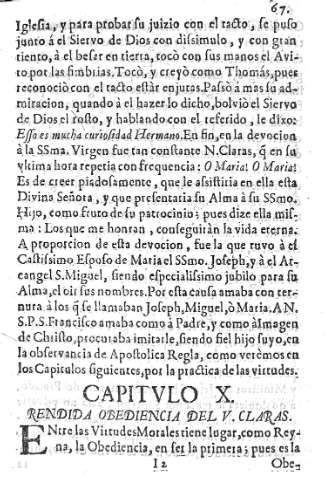 CAPITVLO X. Rendida obediencia del V. Claras