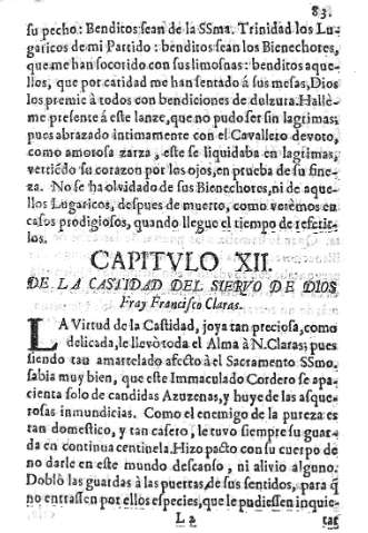 CAPITVLO XII. De la castidad de siervo de Dios...