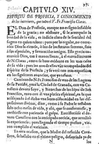CAPITVLO XIV. Espiritu de profecia, y conocimiento de los interiores...