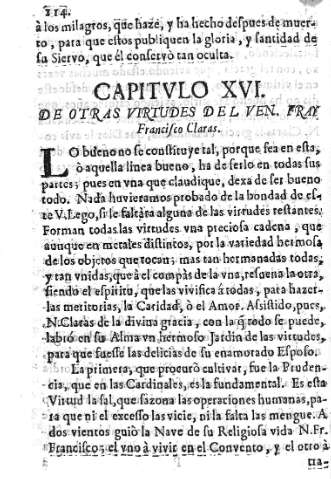 CAPITVLO XVI. De otras virtudes del V. Fray Francisco Claras