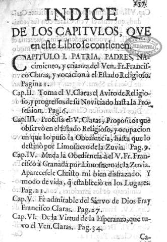 Indice de los capitvlos, qve en este Libro se contienen