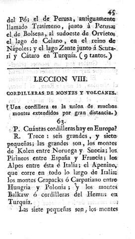 Leccion VIII. Cordilleras de montes y volcanes