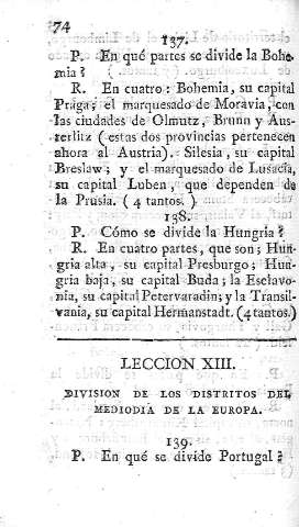 Leccion XIII. Division de los distritos del mediodia de Europa
