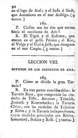Leccion VIII. Division de los distritos de Asia