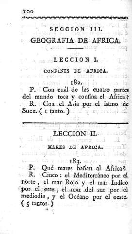 Seccion III. Geografia de Africa. Leccion I. Confines de Africa. Leccion II. Mares de Africa