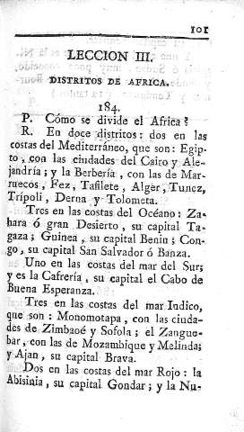 Leccion III. Distritos de Africa