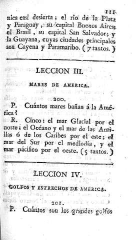 Leccion III. Mares de America. Leccion IV. Golfos y estrechos de America 