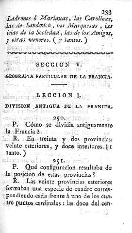 Seccion V. Geografía particular de la Francia. Leccion I. Division antigua de la Francia