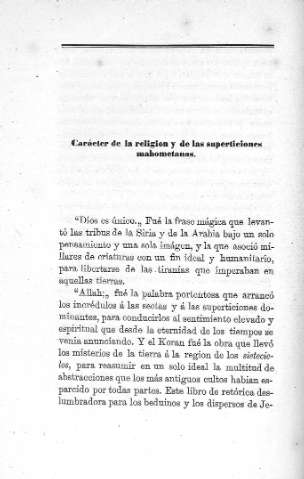 Carácter de la religion y de las superticiones mahometanas