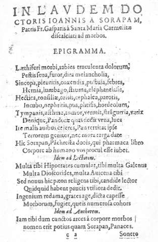 In lavdem doctoris Ioannis a Sorapam. Epigramma