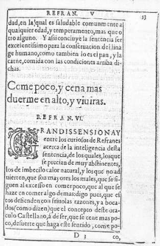 Come poco, y cena mas  duerme en alto, y viuiras. Refran VI    