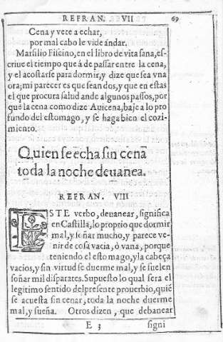Quien se echa sin cena  toda la noche deuanea. Refran VIII   