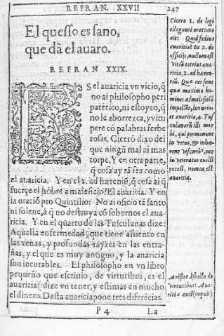 El quesso es sano,  que dà el auaro. Refran XXIX