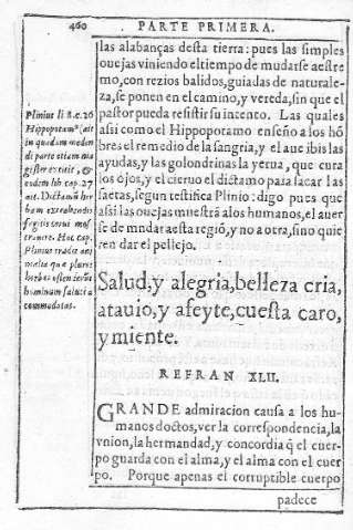 Salud, y alegria, belleza cria,  atauio, y afeyte, cuesta caro, y miente. Refran XLII