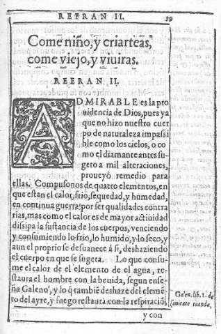 Come niño, y criar te as,  come viejo, y viuiras. Refran II   