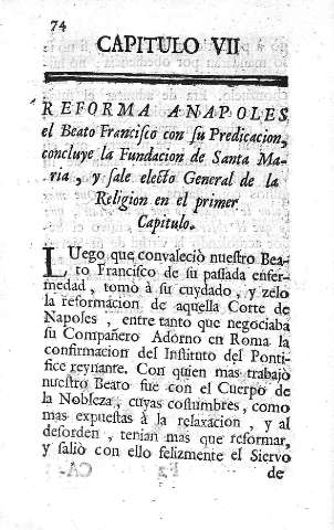 Capitulo VII. Reforma anapoles el Beato Francisco con su Predicacion, concluye la Fundacion de Santa Maria...