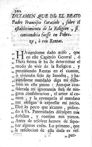 Dictamen que dio el Beato Padre Francisco Caraciolo....