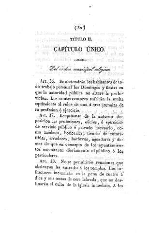 Título II. Del órden municipal religioso 
