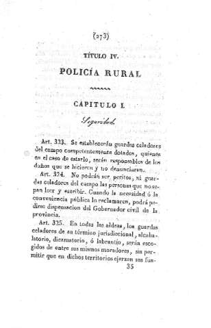 Título IV. Policía Rural. Capítulo I. Seguridad