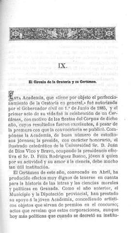 IX. El Círculo de la Oratoria y su Certámen