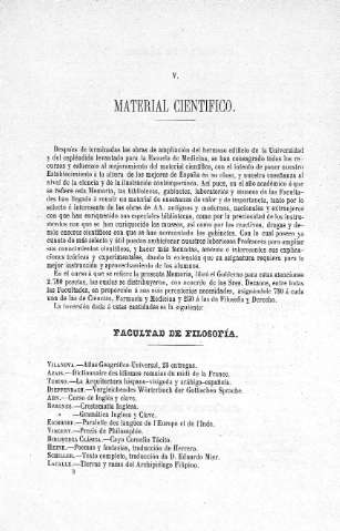 V. Material científico