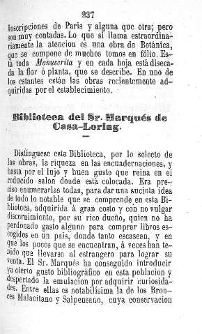 Biblioteca del Sr. Marqués de Casa-Loring
