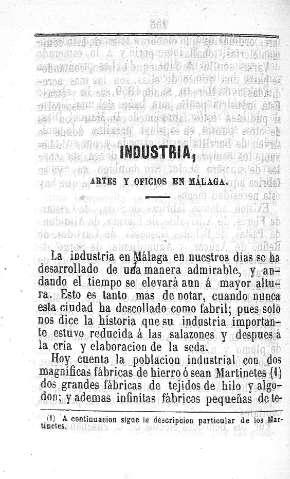 Industria, Artes y oficios en Málaga