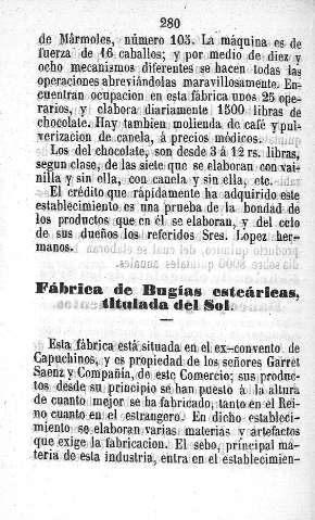 Fabrica de Bugías esteáricas, titulada del Sol