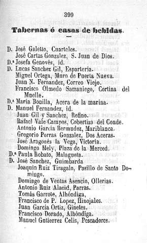 Tabernas o casas de bebidas