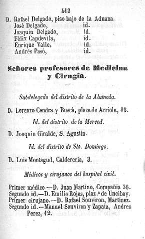 Señores profesores de Medicina y Cirugia