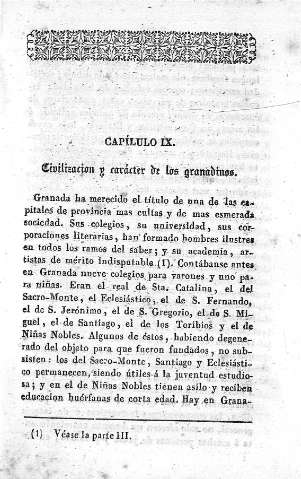 Capítulo IX. Civilización y carácter de los granadinos