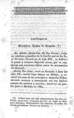 Capítulo II. Escritores Árabes de Granada
