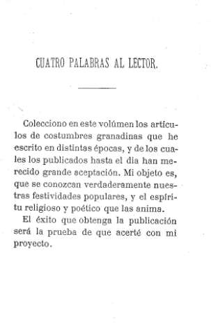 Cuatro palabras al lector