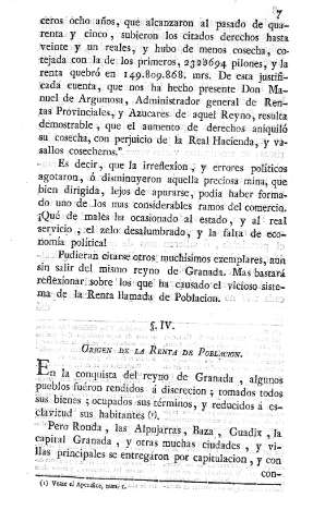 IV. Origen de la renta de poblacion