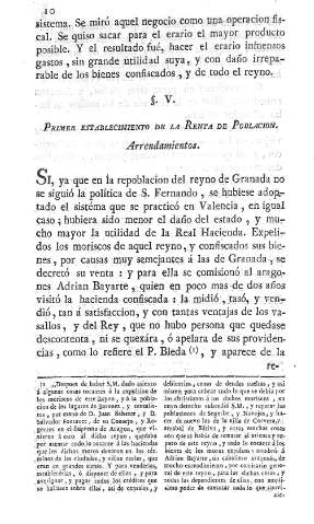 V. Primer establecimiento de la renta de poblacion. Arrendamientos