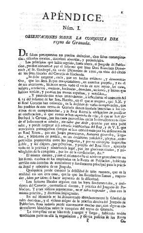 Apéndice. Núm. I. Observaciones sobre la conquista del reyno de Granada