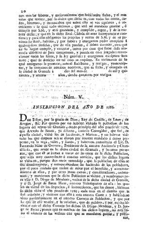 Núm. V. Instruccion del año 1595