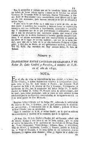 Número 7. Transaccion entre la ciudad de Granada...