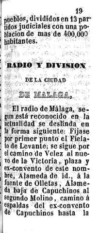 Radio y división de la ciudad de Málaga