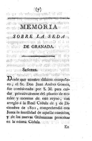 Memoria sobre la seda de Granada