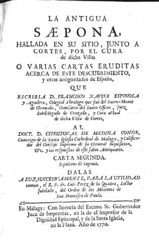 La antigua Saepona, hallada en su sitio, junto a Cortes
