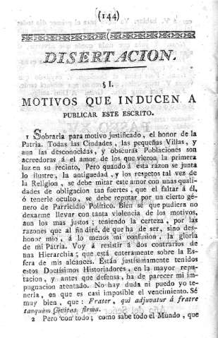 Disertación. Motivos que inducen a publicar este escrito