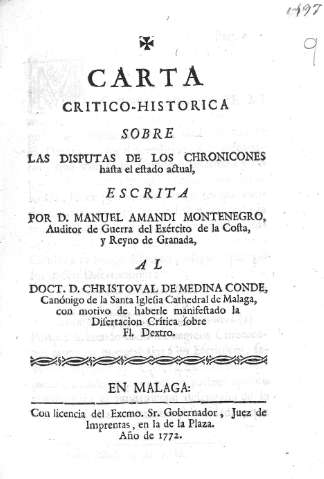 Carta critico-histórica sobre las disputas de los chronicones